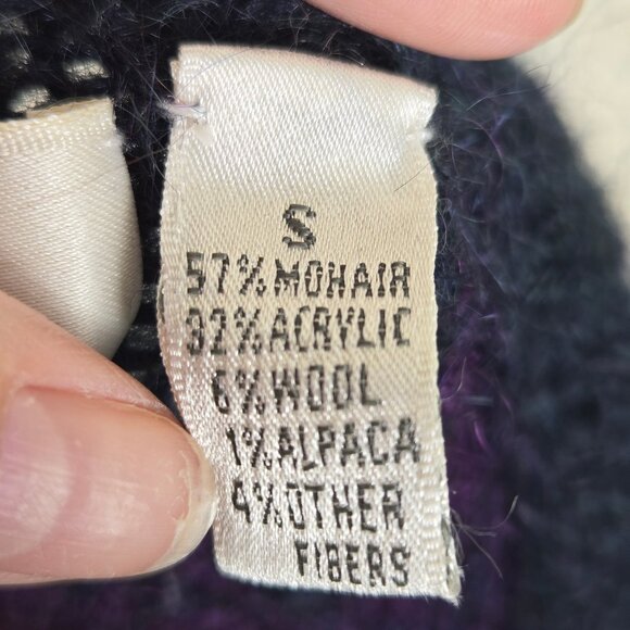 Ellen Tracy Size Small Oversized Vneck Button Front Cardigan Plaid Mohair Blend - Picture 10 of 12